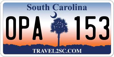 SC license plate OPA153