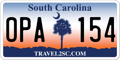 SC license plate OPA154