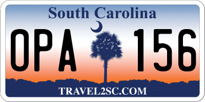 SC license plate OPA156