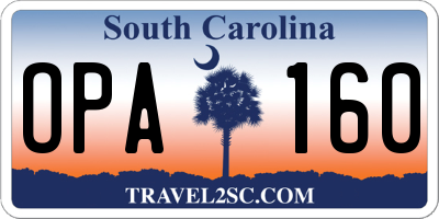 SC license plate OPA160