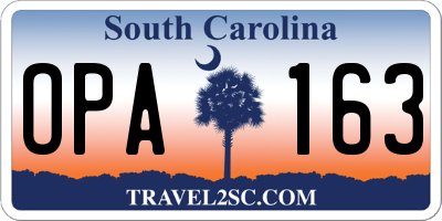 SC license plate OPA163