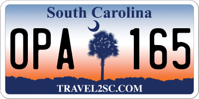 SC license plate OPA165