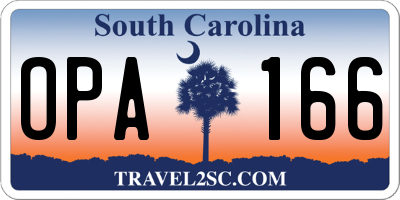 SC license plate OPA166
