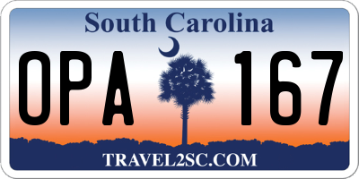 SC license plate OPA167