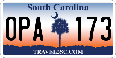 SC license plate OPA173