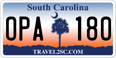 SC license plate OPA180