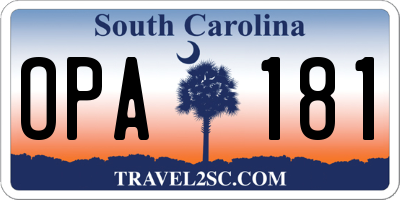 SC license plate OPA181