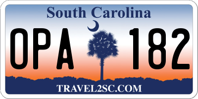 SC license plate OPA182