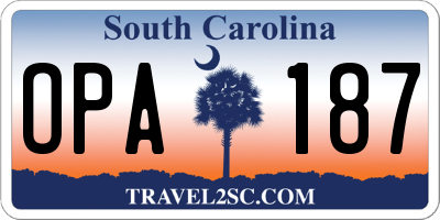 SC license plate OPA187