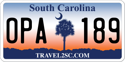 SC license plate OPA189