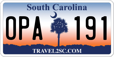 SC license plate OPA191