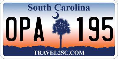 SC license plate OPA195