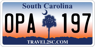 SC license plate OPA197