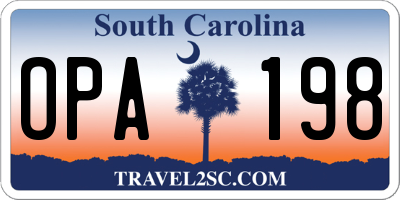 SC license plate OPA198