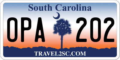 SC license plate OPA202