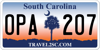 SC license plate OPA207