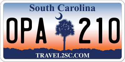 SC license plate OPA210