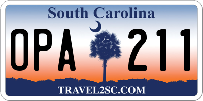 SC license plate OPA211