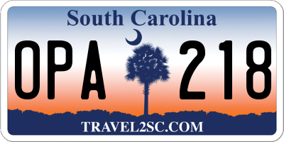 SC license plate OPA218