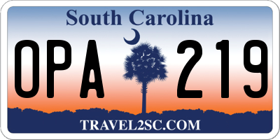SC license plate OPA219