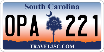 SC license plate OPA221