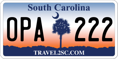 SC license plate OPA222