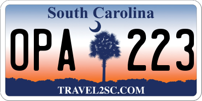 SC license plate OPA223