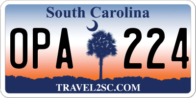 SC license plate OPA224