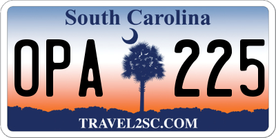 SC license plate OPA225