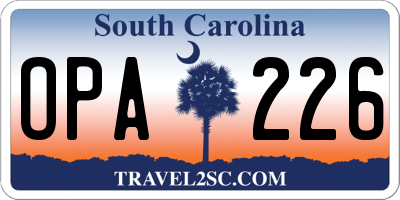 SC license plate OPA226