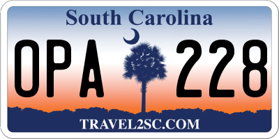 SC license plate OPA228