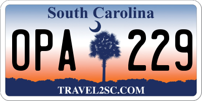 SC license plate OPA229