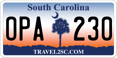 SC license plate OPA230