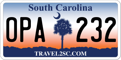 SC license plate OPA232