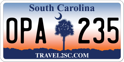 SC license plate OPA235