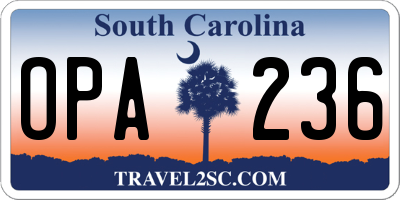 SC license plate OPA236