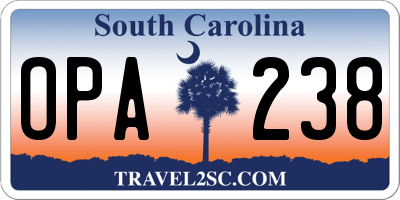 SC license plate OPA238