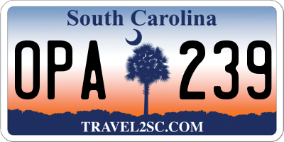 SC license plate OPA239