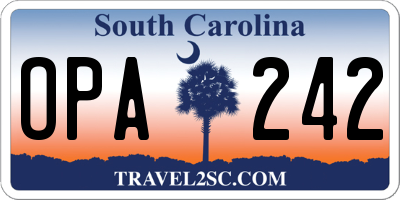 SC license plate OPA242