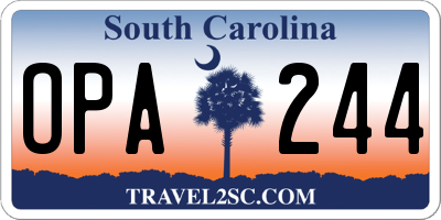 SC license plate OPA244