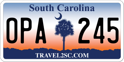SC license plate OPA245