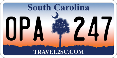 SC license plate OPA247