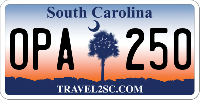 SC license plate OPA250