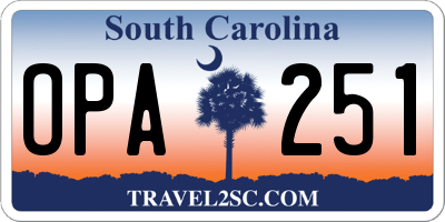 SC license plate OPA251