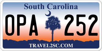 SC license plate OPA252