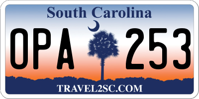 SC license plate OPA253