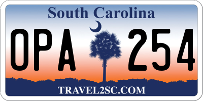 SC license plate OPA254