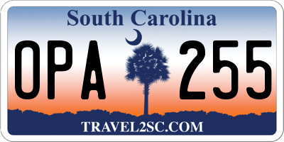 SC license plate OPA255