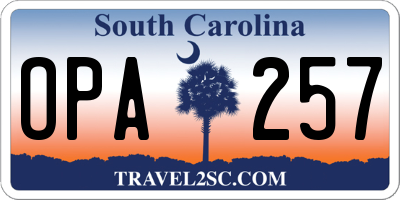 SC license plate OPA257