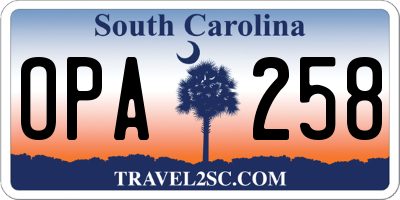 SC license plate OPA258